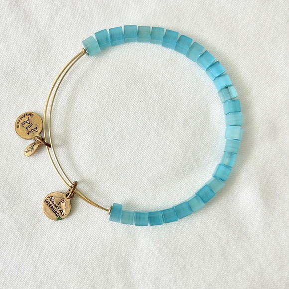 Alex and Ani Aqua Square Shaped Beaded Bangle Bracelet - Picture 2 of 2